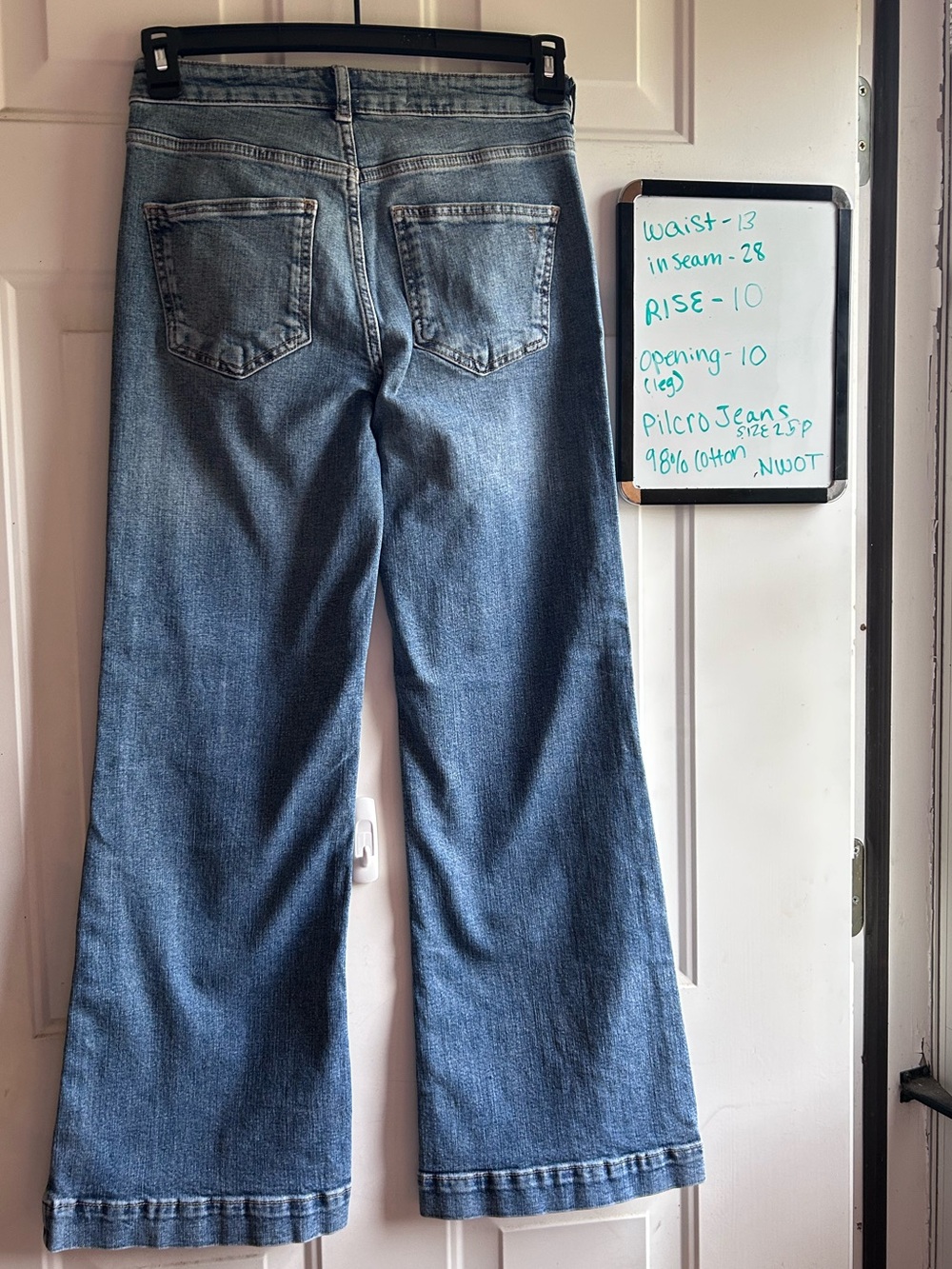 Pilcro Size 25P Wide Leg Jeans High Rise Flap Pockets Stretch NWOT - Picture 7 of 15